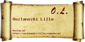 Oszlanszki Lilla névjegykártya